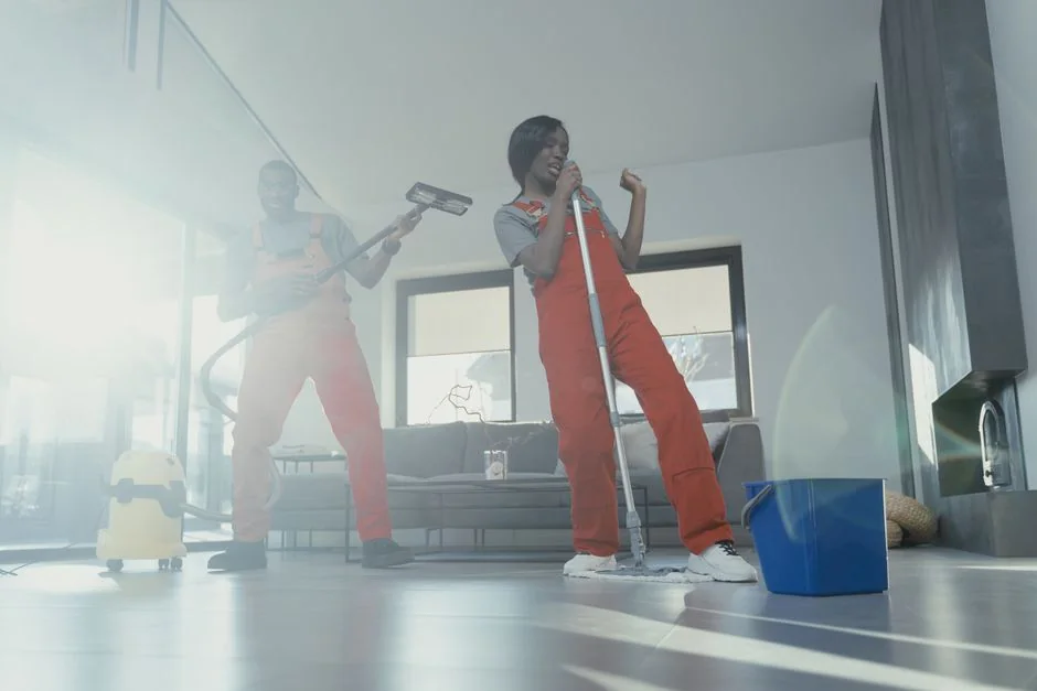 a-woman-in-a-green-shirt-and-black-gloves-vacuuming-a-gray-ottoman-5txz228u4eo